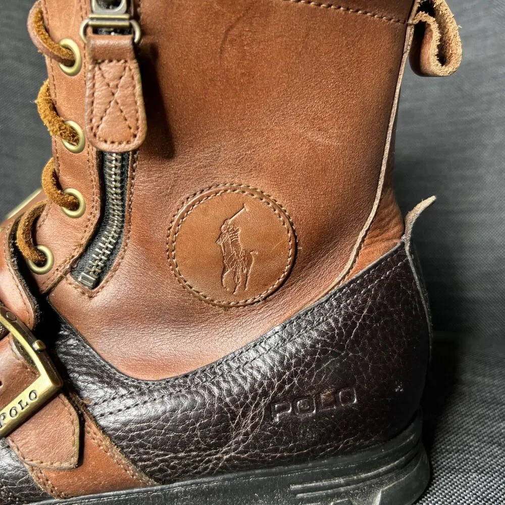 Polo Ralph Lauren Mens Boots Andres III Size 11D 90s Lace Up Buckle Vintage READ